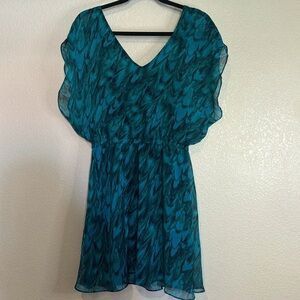 Express Flowy Peacock Dress size medium